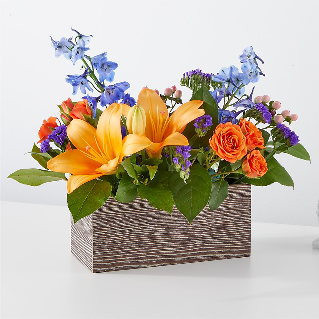 Radiant Citrus Box Bouquet – Distinctive Designs Floral Llc, Vilonia AR