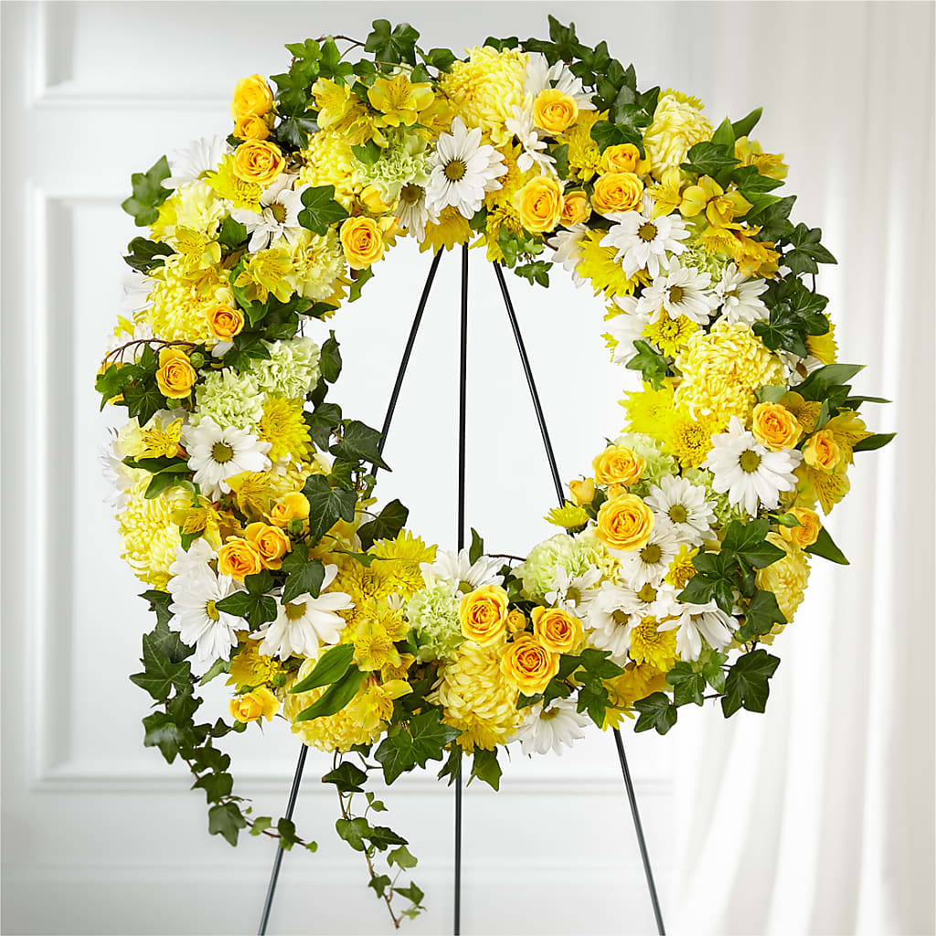 Golden Remembrance Wreath – Distinctive Designs Floral Llc, Vilonia AR