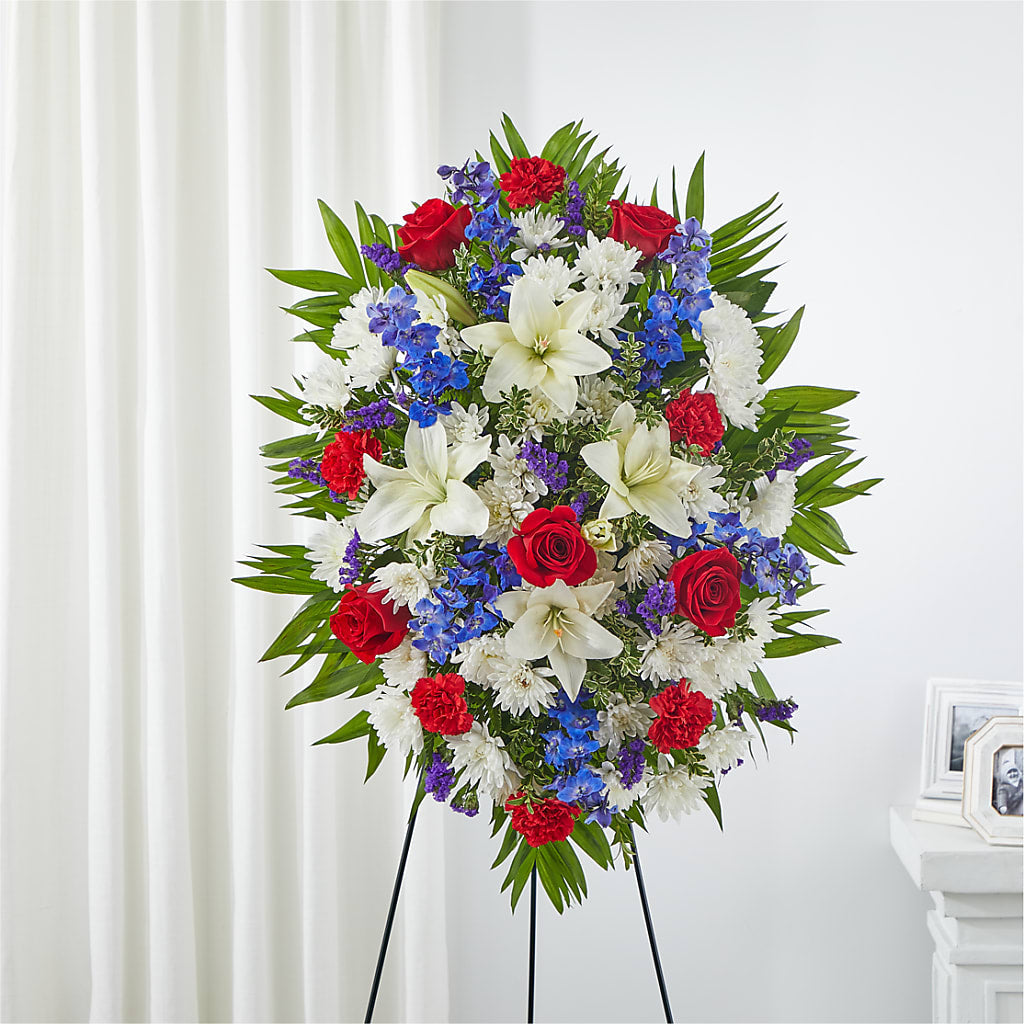Cherished Service Standing Spray – Distinctive Designs Floral Llc, Vilonia AR