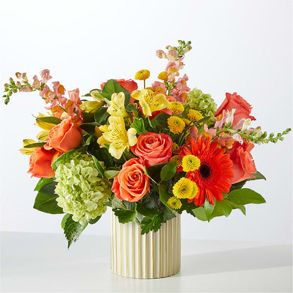 Autumn Sunshine Bouquet with Ivory Vase –  Distinctive Designs Floral Llc, Vilonia AR