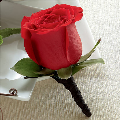 Red Rose Boutonniere –  Distinctive Designs Floral Llc, Vilonia AR