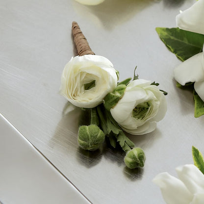 White Ranunculus Boutonniere –  Distinctive Designs Floral Llc, Vilonia AR